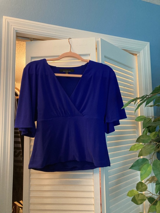 White House Black Market Tops - White House Black Market Royal Blue V-Neck Flutter Sleeve Blouse